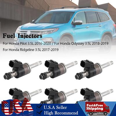 6PCS Fuel Injectors 16010-RLV-315 Fit Honda Pilot Odyssey Ridgeline 3.5L V6