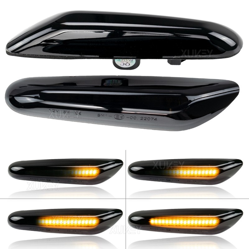 2PC Smoked LED Side Marker Fender Light Sequential Turn Signal Lamp for BMW 328i