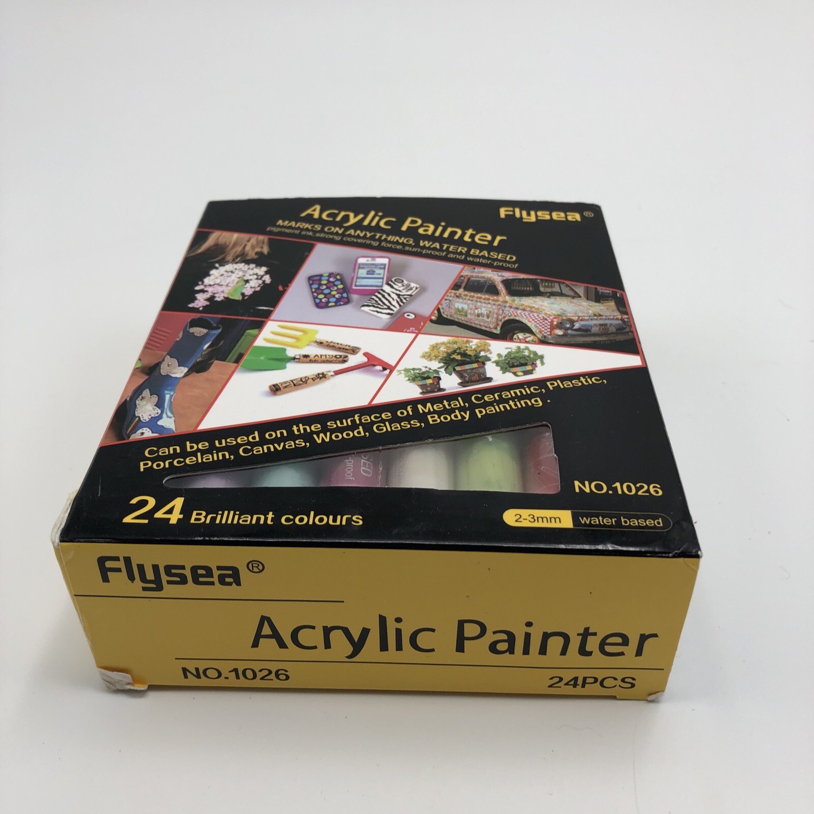 24 Colors Acrylic Paint Pens for Rock Painting, Ceramic, Wood, Glass, Mugs 3mm