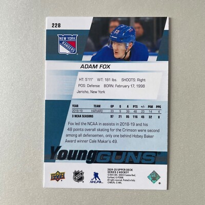 2024 Upper Deck Series 2 #YGR-38 Adam Fox Young Guns Renewed