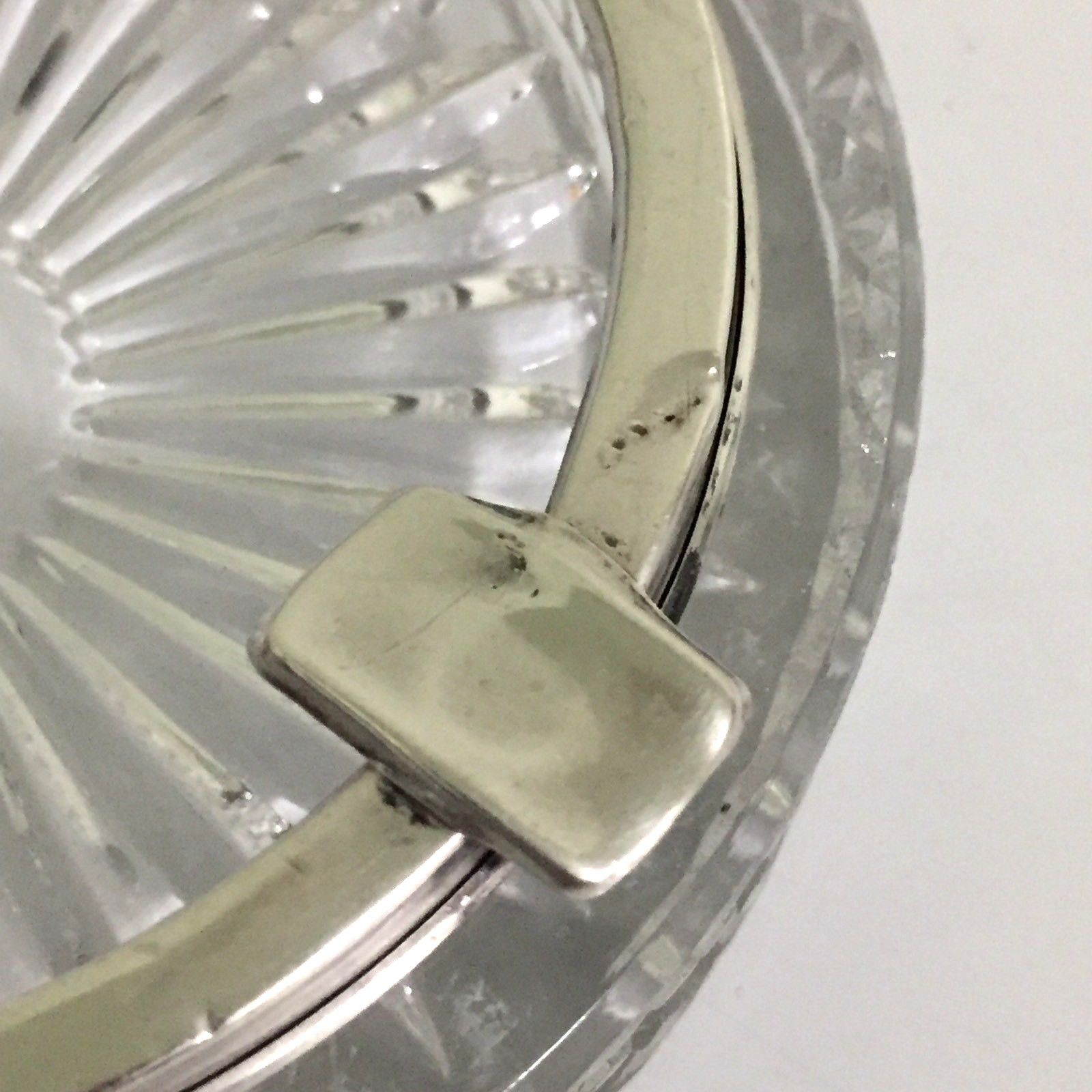 Antique Ashtray Cut Glass .800 80% Silver 3 Holder Rim