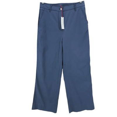 NWT FRANCES VALENTINE Charlotte Pant Blue Wide Leg Cotton Lycra Stretch Size 8