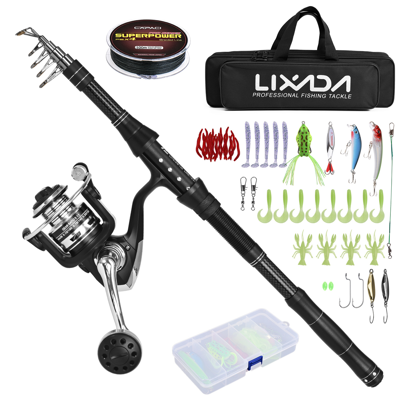 Fishing Rod and Reel Combos Telescopic Fishing Pole with Spi