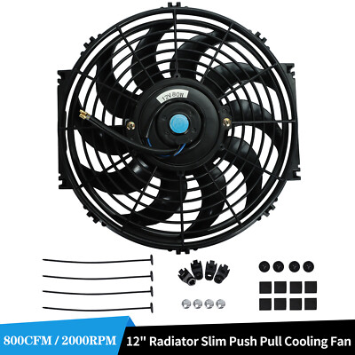12'' 80W Universal Slim Fan Push Pull Electric Radiator Cooling 12V Mount Kit