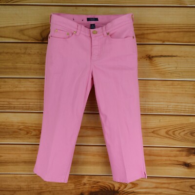 Chaps Capri Jeans Womens Size 4 Pink Cotton Blend Denim Stretch Mid Rise Pockets