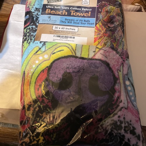 Dawhud Direct Colorful Dog Beach Towel Print 30 X 60 Inch Dean Russo Pit Bull