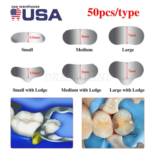 Dental Metal Matrices Matrix Band Sectional Contoured Refill Box S/M/L USA