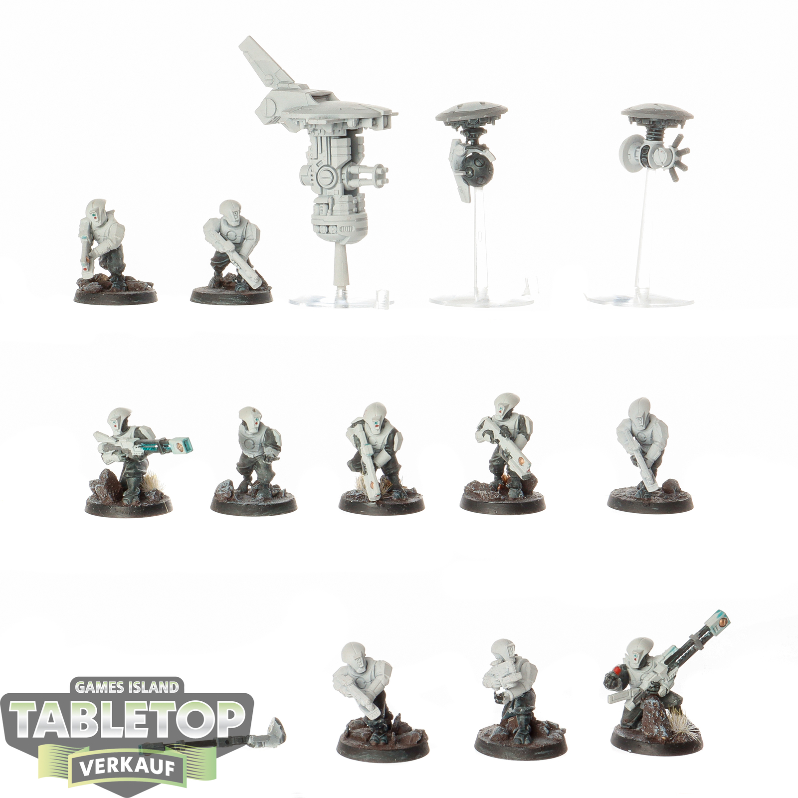 Tau Empire - 10 x Pathfinder Team - teilweise bemalt