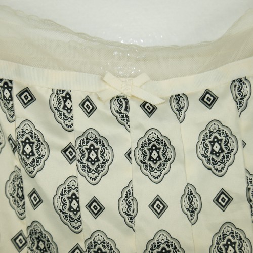 APOSTROPHE SATIN LINGERIE TEDDY BABY-DOLL NIGHT GOWN IVORY BLACK WOMENS SZ M