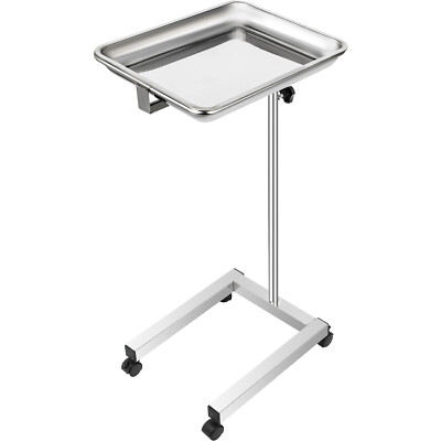 Mayo Stand Medical Trolley Mobile Rolling Cart Stainless Steel Tray Salon Tattoo