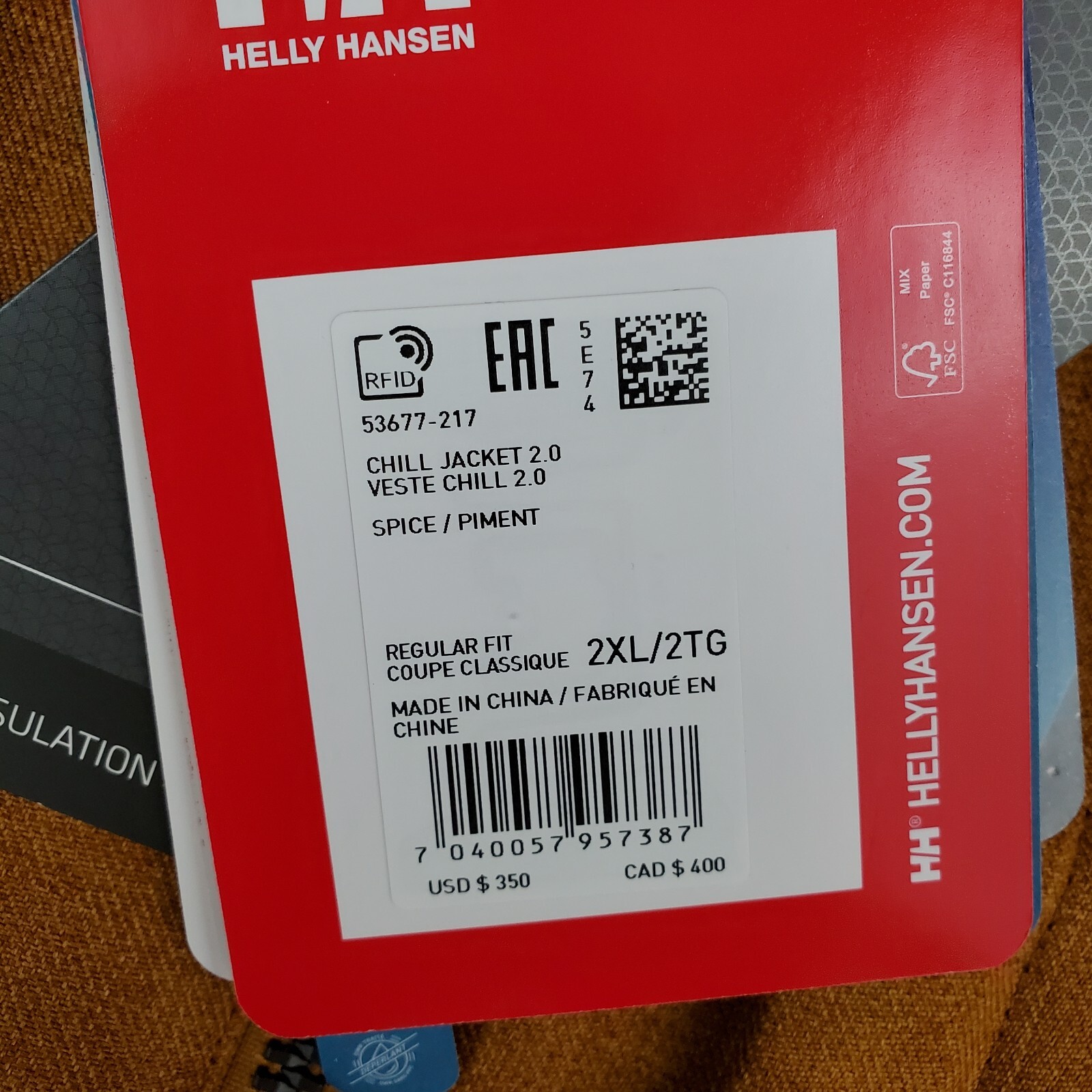 Pre-owned Helly Hansen $350  Size 2xl Mens Primaloft Insulated Waterproof Jacket Hooded In Beige