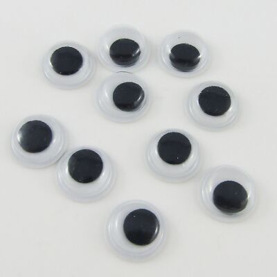 50pcs (25pair)10mm Flat Back Glue on Wiggly Google Eyes Plastic Kids Craft 