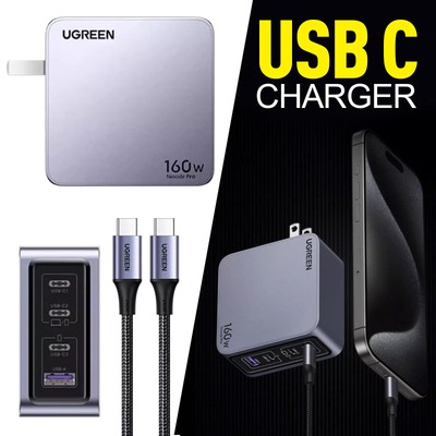 1x For UGREEN Nexode Pro 160W USB C Charger 4-Port PD 3.1 GaN Compact Fast PPS