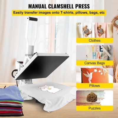 VEVOR Heat Press Machine 15x15inch T-shirt Sublimation Transfer Printer Crafts