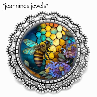 Bee BROOCH Pin Fall Bumblebee ART PRINT Silver Honeybee Pin BEE LOVER GIFT