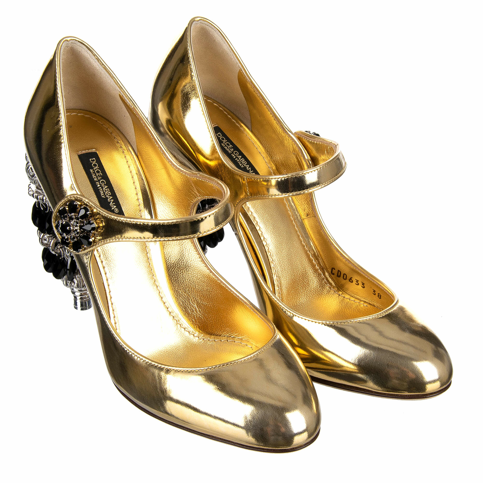 DOLCE & GABBANA Chandelier Crystal Heels Mary Jane Pumps Shoes VALLY Gold 07842 | eBay