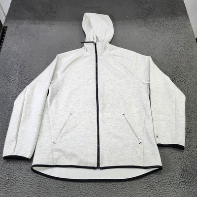 Russell Fusion Knit Mens Medium Full Zip Hoodie Heather Gray Black Trim 3699