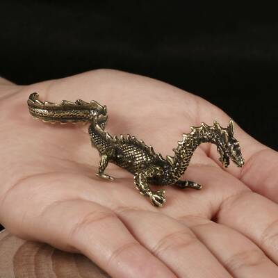 Vintage Style Solid Brass Pure Copper China Flying Dragon Figurine Statue
