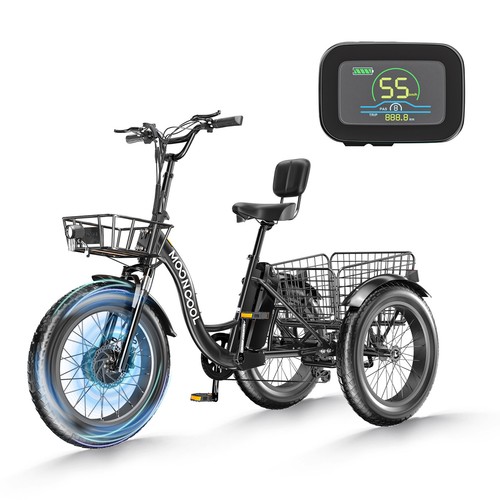20"x4" Electric Tricycle 500W Peak 750W 7 Speed  Fat Tyre Electric Trike&Battery