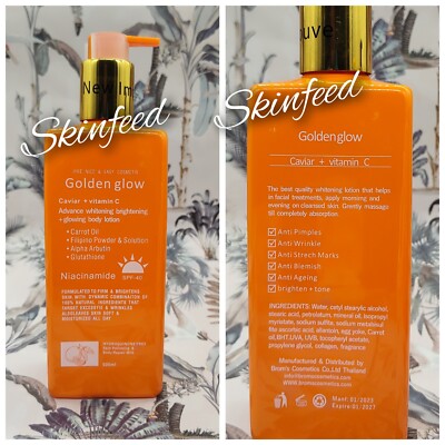 Golden Glow Body Milk 500ml Lotion Caviar + V- C  Advanced Active Whitening Milk