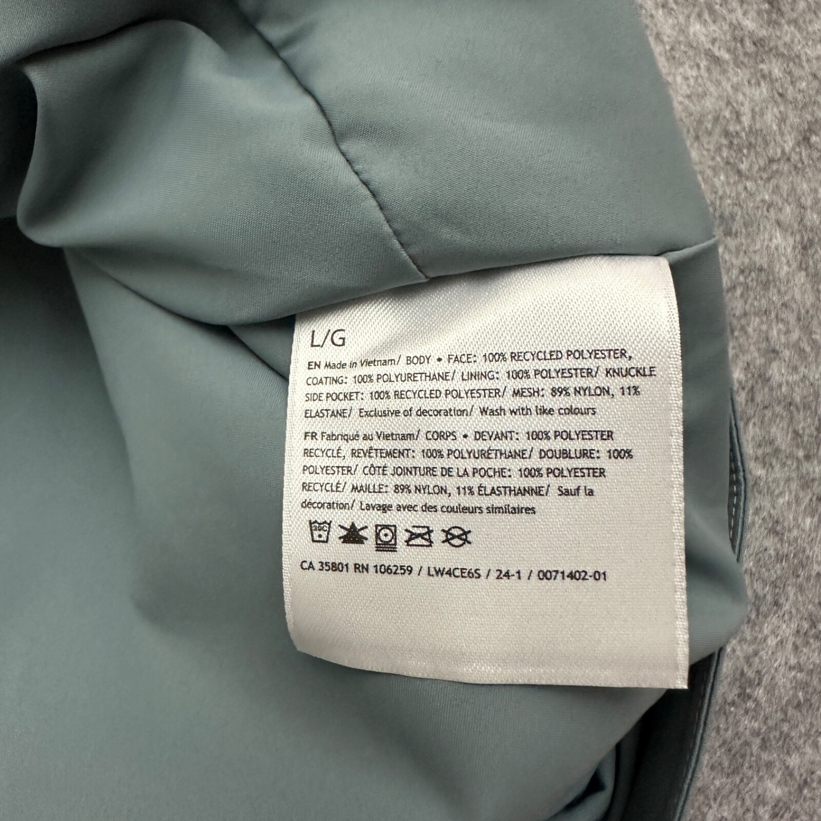 Pre-owned Lululemon Mid-length Waterproof Rain Coat Jacket Bgib Belgian Blue Gray Size L