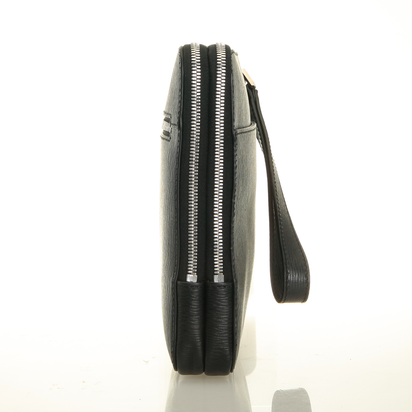 Salvatore Ferragamo Revival Black Pebbled Calf Leather Carrying Pouch