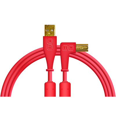 DJ TechTools Chroma Cables Audio USB-A to USB-B Cable, Right Angle, Red