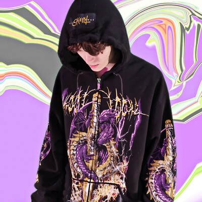 Skoot Apparel Twin Dragon Hoodie Size Large (Fits like XL) MINT CONDITION