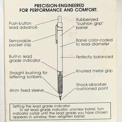 Berol RapiDesign 0.9mm Japan Collectible Vintage Mechanical Drafting Pencil RD-9