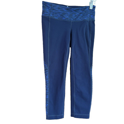 Athleta Blue Elastic High Waist Leggings Capri Cropped Women's Size XS Yoga Gym