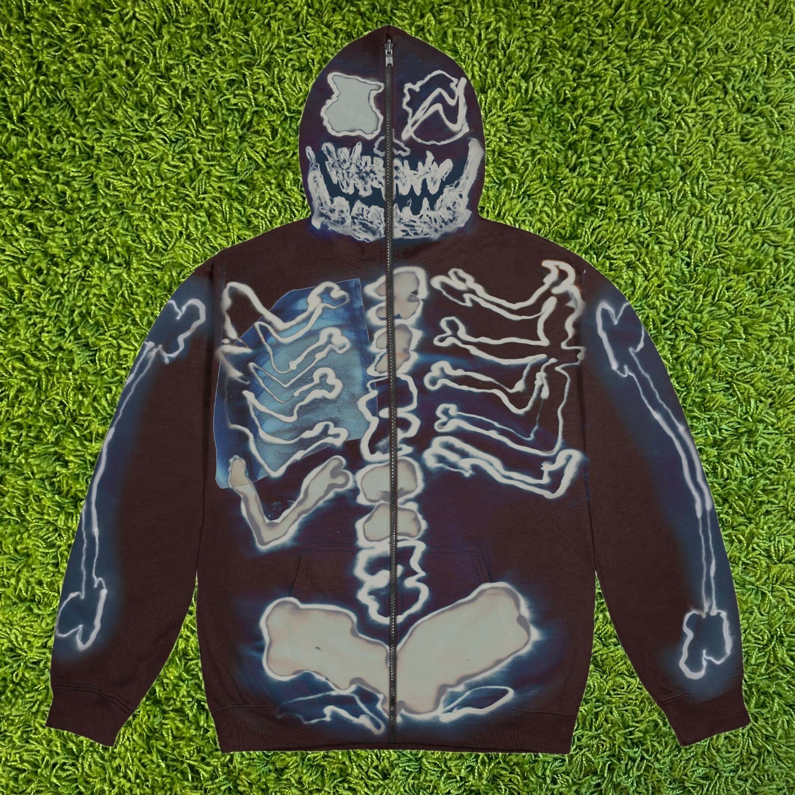 cactus jack for fragment skeleton graffiti full zip hoodie