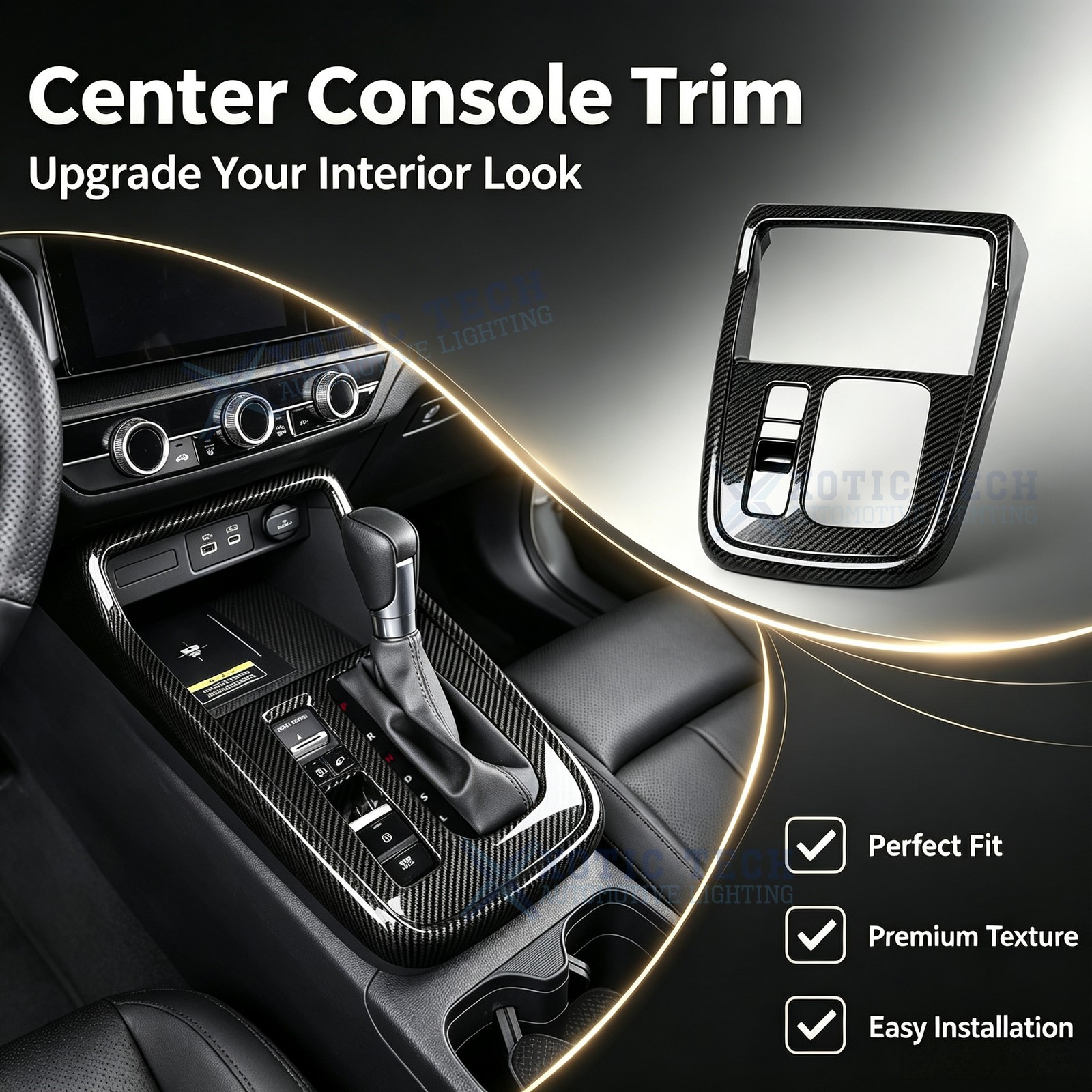 Carbon Fiber Pattern Center Console Gear Shift Panel Cover For Honda CRV 2023-up