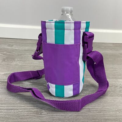 Beverage Tote Bag W Strap Purple Aqua/teal