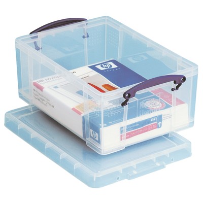 Really Useful Box Plastic Storage Box, 9 L, 10 1/4'' x 14 1/2'' x 6 1/4'', Clear