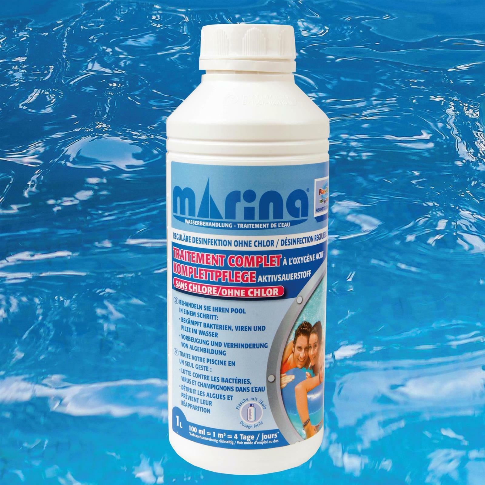 Wasserpflegeset 1L OHNE CHLOR Komplettpflege Anti-Algen Chlorersatz Desinfektion