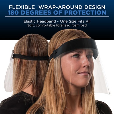 Salon World Safety 10 Black Face Shields Clear Protective Full Face Shields