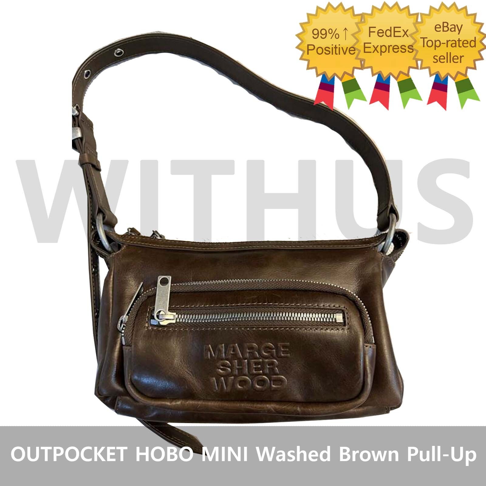 バッグ MARGE SHERWOOD OUTPOCKET HOBO MINI Marge Sherwood Mini hobo out pocket bag glossy black leather