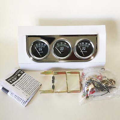 MOONEYES Classic 3 Gauge Set with Chrome Under Dash Panel - Mechanical