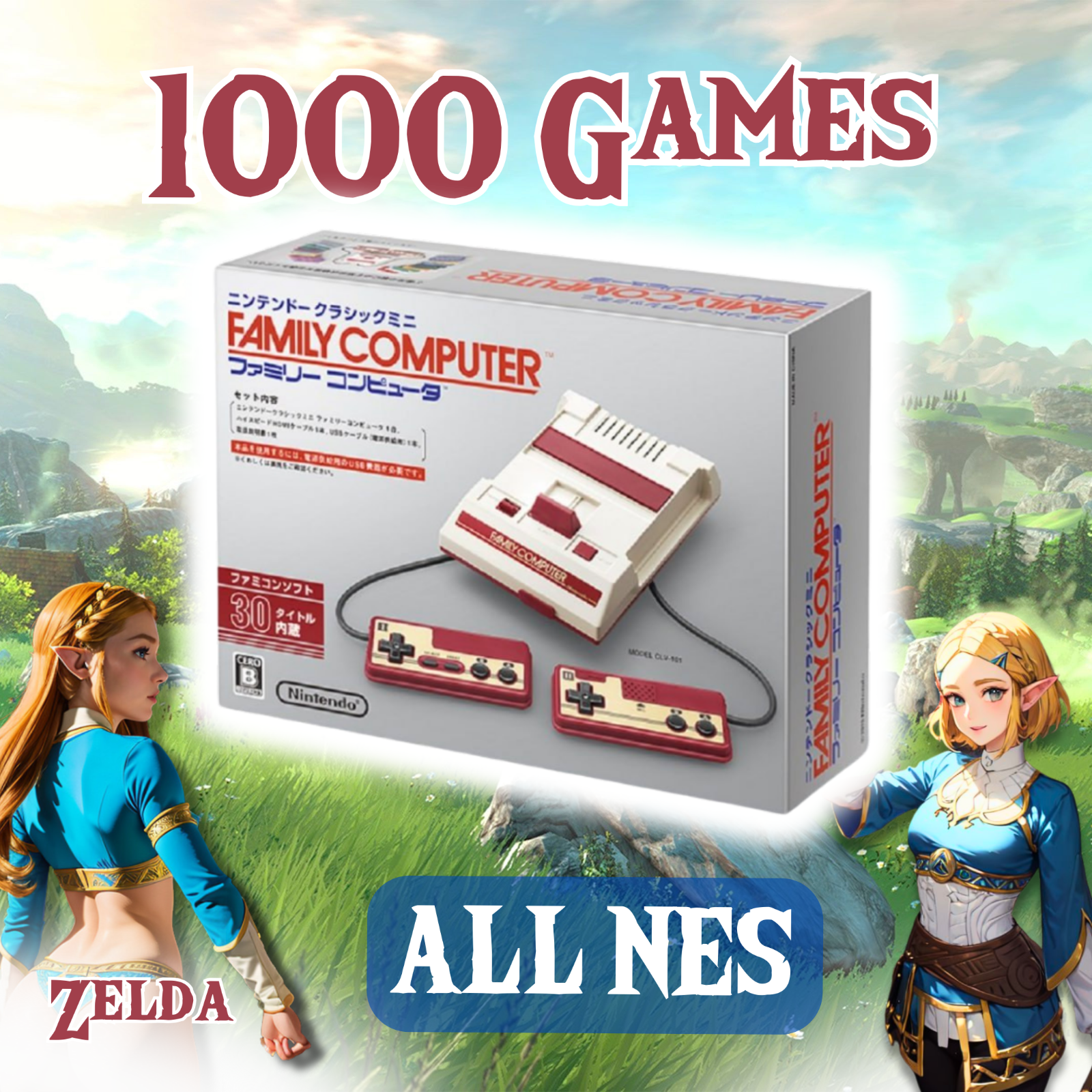 Nintendo Famicom Classic Mini NES HDMI Retro Console Built-in Games 1000 2 Contr