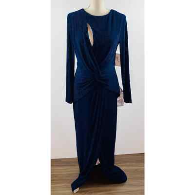 Dress The Population Cutout Fit & Flare Dress Navy Blue Women's Size Small NWT