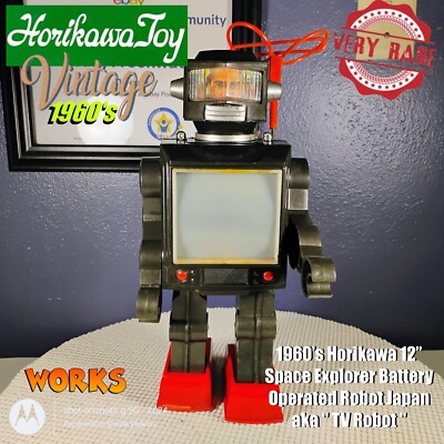 1960 s Horikawa 12  Space Explorer Battery Operated Robot Japan aka '' TV Robot ''