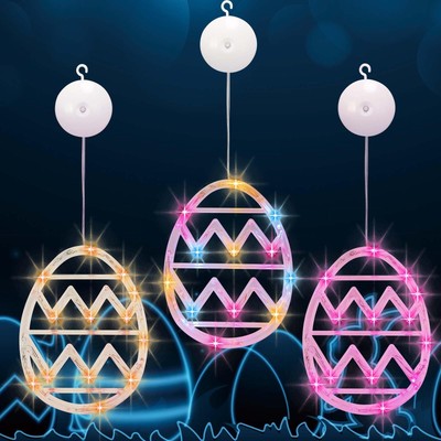3 Pack Easter Window Lights, Easter Window Decorations LED Egg Shaped Light H...
