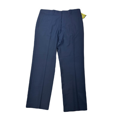 Perry Ellis Check Dress Pants Mens 33 x 30 Navy Blue Modern-Fit Resolution
