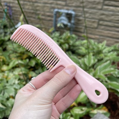 Vintage 70's AJAX Unbreakable Comb Pink USA Used Pocket Purse Wide Handle