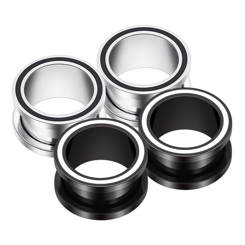 2PCS Ear Gauges Stainless Steel Screw Fit Flesh Tunnels Ear Expander Plugs