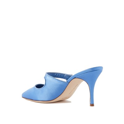 Pre-owned Manolo Blahnik Camparimu Jewel 070 Mules In Blue