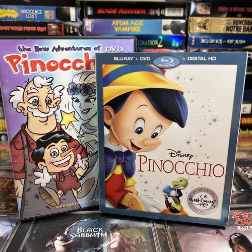 Pinocchio 2 Disc Lot Disney Blu-Ray and East West Slim Case