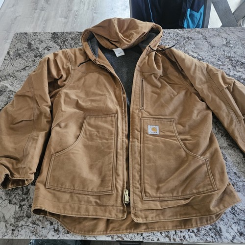 Carhartt Jacket Large Mens Brown Canvas Work Jacket Clean Very Good