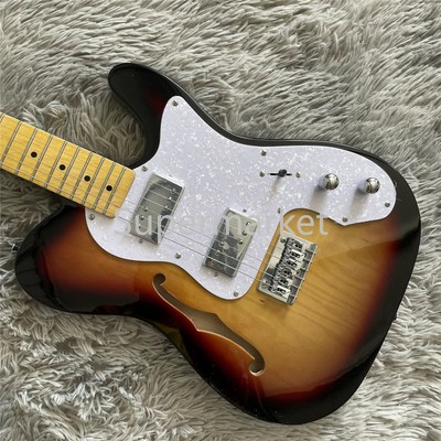 6 String Sunburst TL Electric Guitar Semi Hollow Body Maple Fretboard & Neck