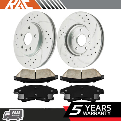Front Drilled & Slotted Rotors + Brake Pads For Chevy Sonic Cruze /Cruze Limited